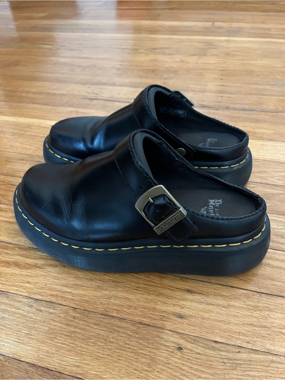 Dr. Martens Laketen Black Leather Platform Mules